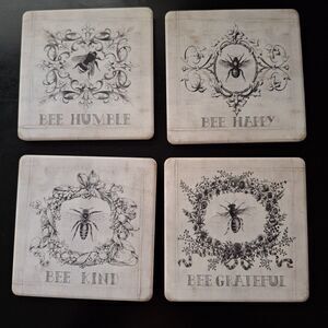 CoasterStone Just Bee Absorbent Set of Four Coasters 4.25 inches Ceramic